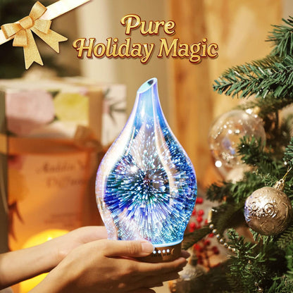 Essential Oil Diffuser 3D Glass Aromatherapy Ultrasonic Humidifier, Air Refresh Auto Shut-Off, Timer Setting, BPA Free for Home Hotel Yoga Leisure SPA Gift 100Ml Last 4H